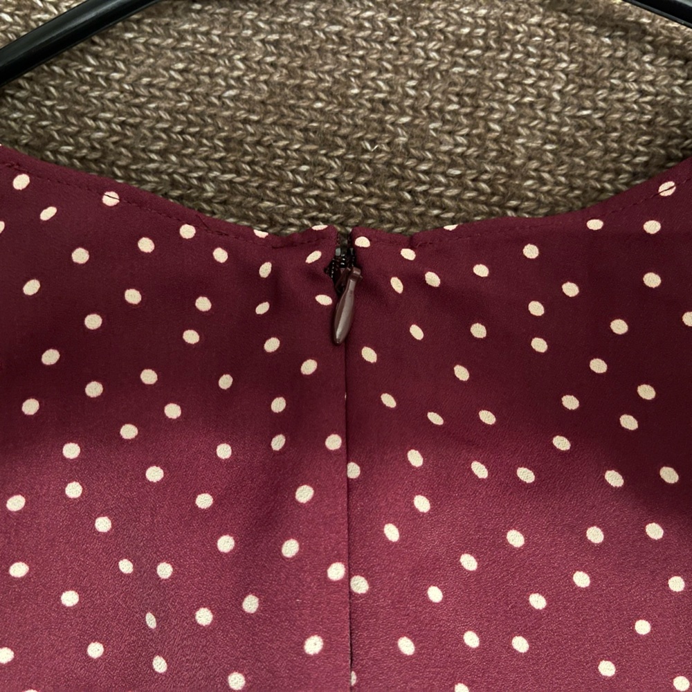 Express Maroon Blouse with Cream Dots - Picture 11 of 11